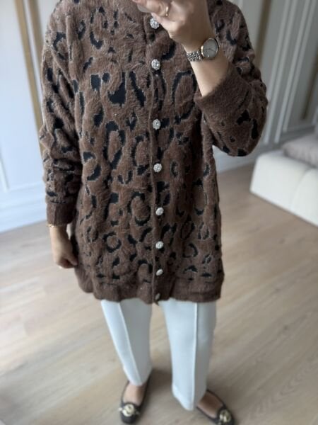 Yumuş Angora Hırka Kahverengi