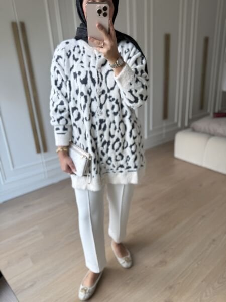 Yumuş Angora Hırka Ekru