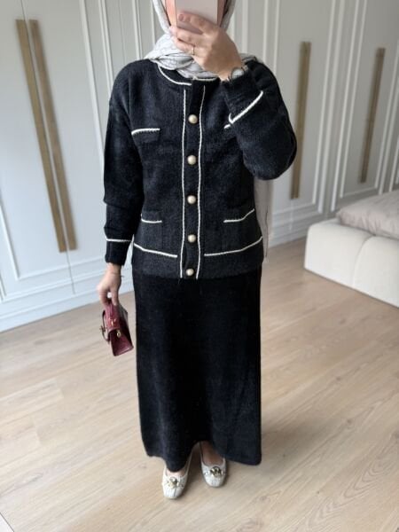 Gold Düğmeli Angora Ceket