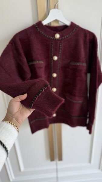 Gold Düğmeli Angora Ceket