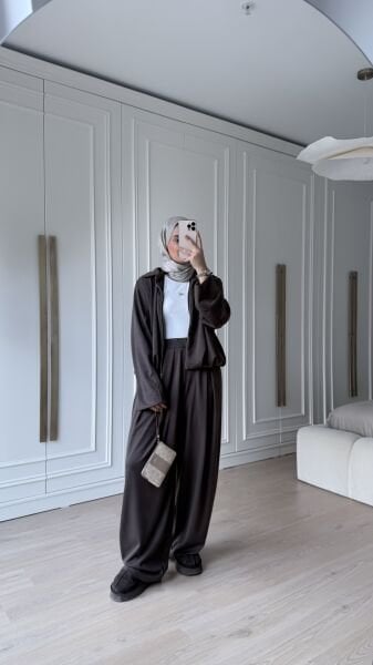 Bol Kesim Oysh Takım Kahverengi