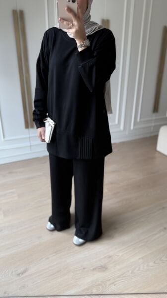 Pilise Detaylı Takım Siyah