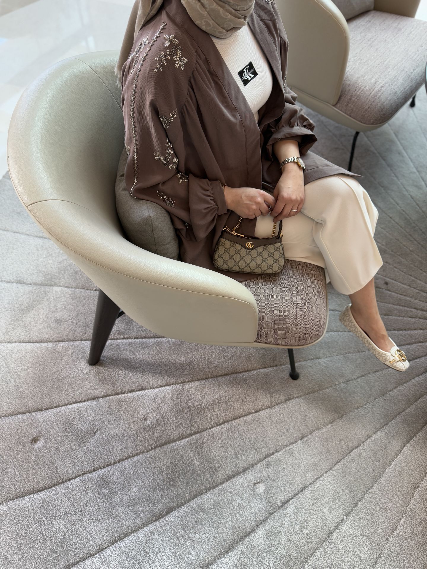 İşlemeli Kimono Kahverengi