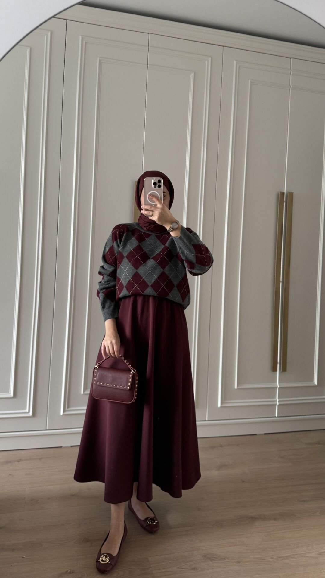 Baklava Desen Kazak Bordo