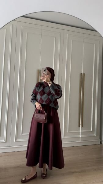 Baklava Desen Kazak Bordo