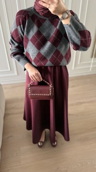 Baklava Desen Kazak Bordo