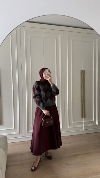 Baklava Desen Kazak Bordo