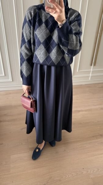 Baklava Desen Kazak Lacivert