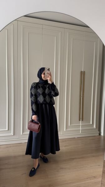 Baklava Desen Kazak Lacivert