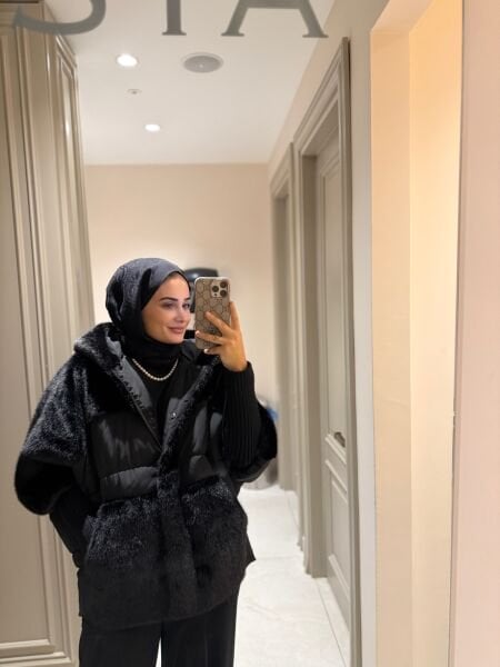 Kapşonlu Kürk Mont