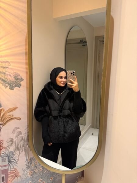 Kapşonlu Kürk Mont