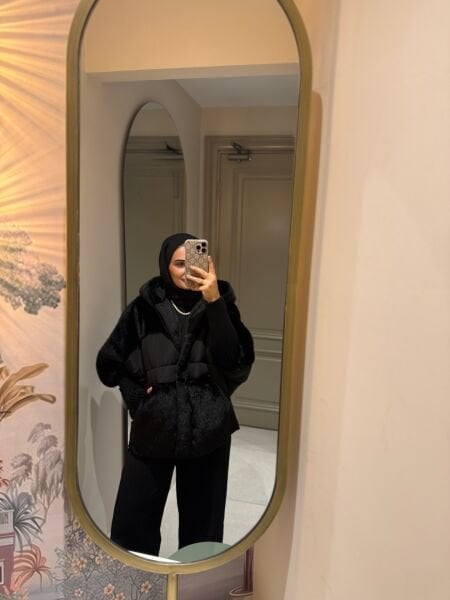 Kapşonlu Kürk Mont