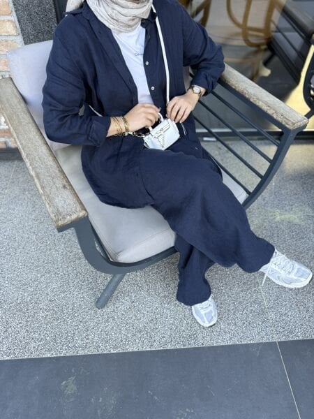 Premium Keten Takım Lacivert