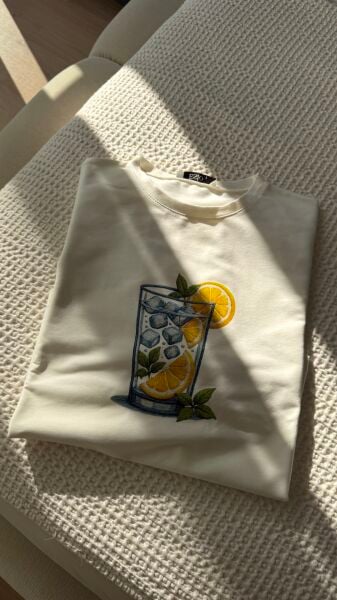 Mevsimlik Sweat Beyaz Limon