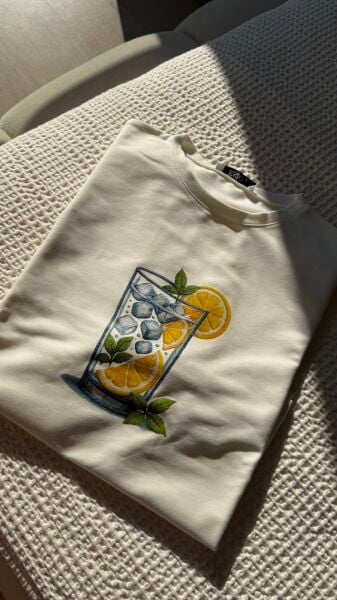 Mevsimlik Sweat Beyaz Limon