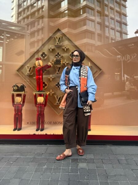 Pamuklu Oversize Gömlek Mavi