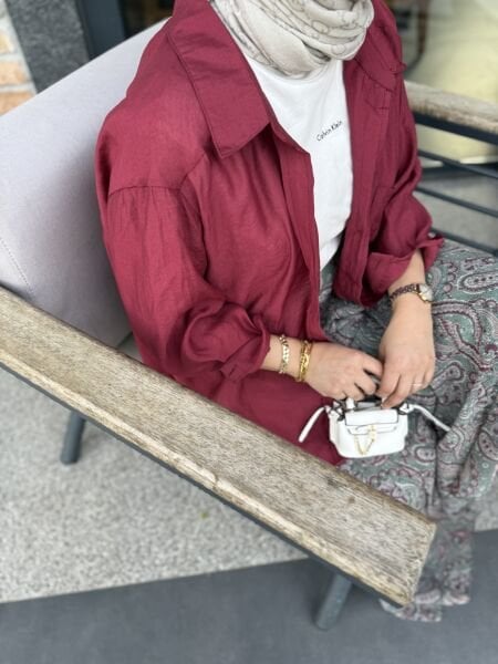 Tensel Gömlek Bordo