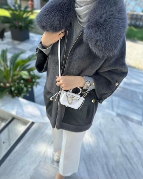 Angora Kürklü Kaban Antrasit