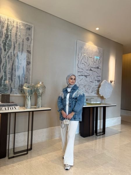 İncili İthal Kot Ceket