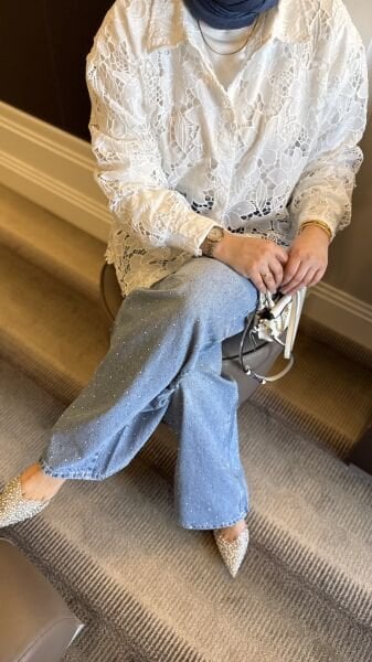 İpkyol  Brode Gömlek Beyaz