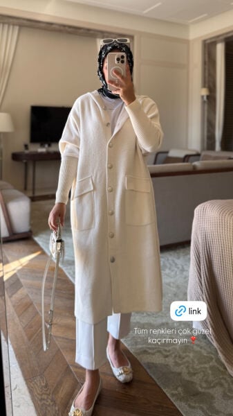 Kapşonlu Angora Hırka