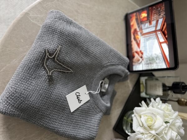 Simli Kuşlu Kazak Gri