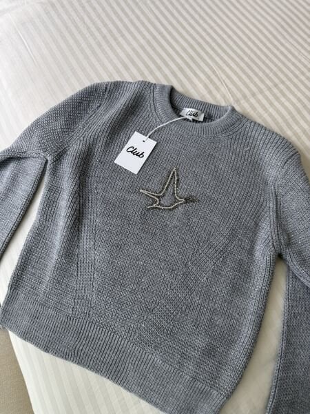 Simli Kuşlu Kazak Gri