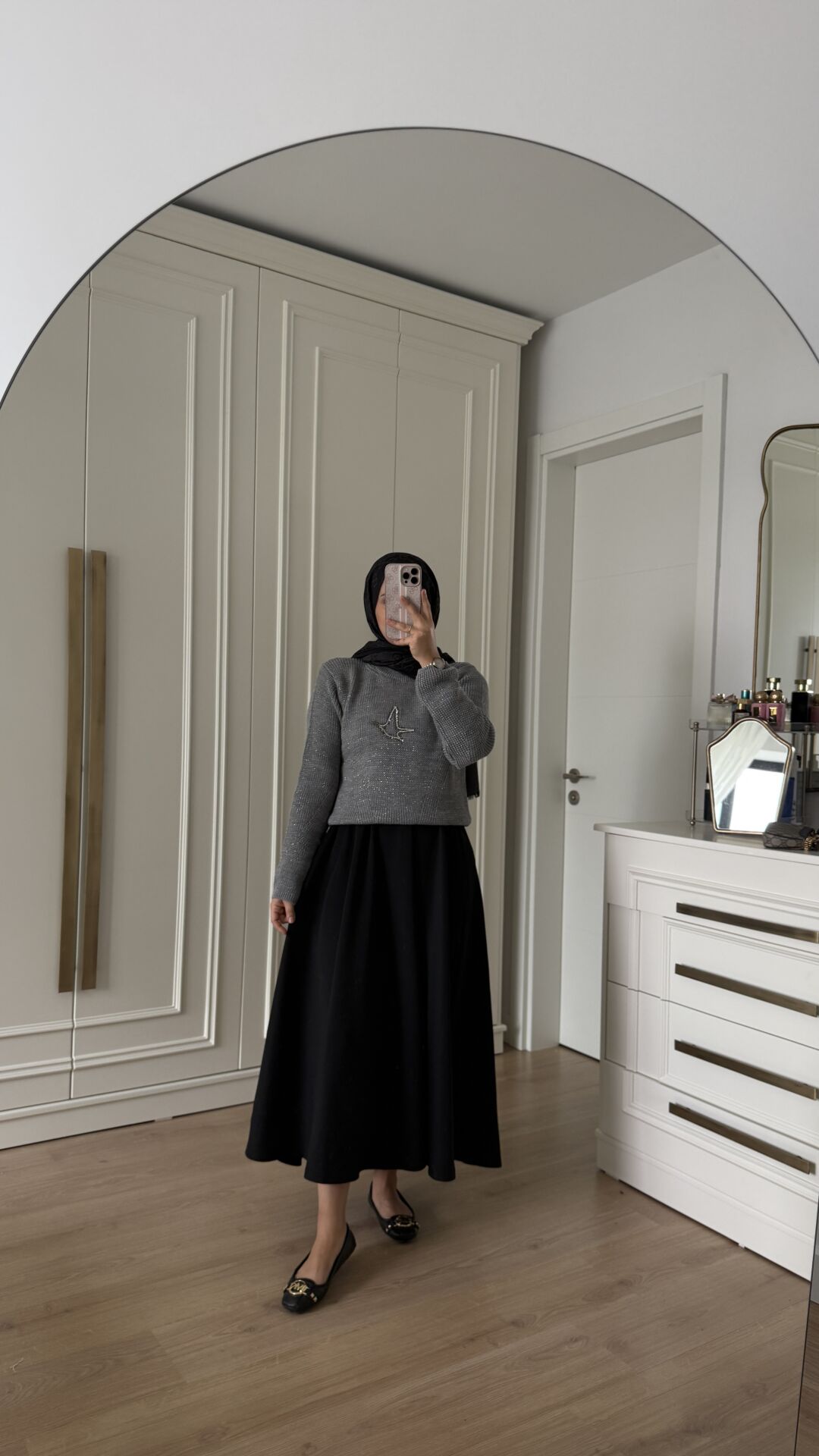 Simli Kuşlu Kazak Gri