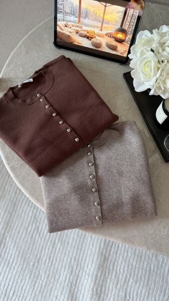 Düğmeli Merserize  Hırka