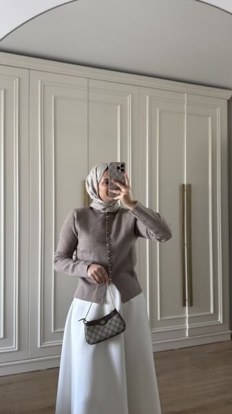 Düğmeli Merserize  Hırka