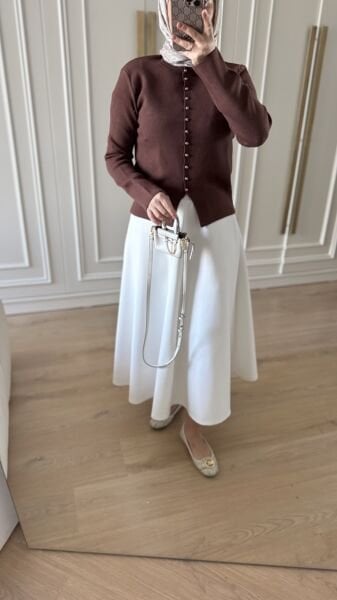 Düğmeli Merserize  Hırka