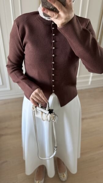 Düğmeli Merserize  Hırka