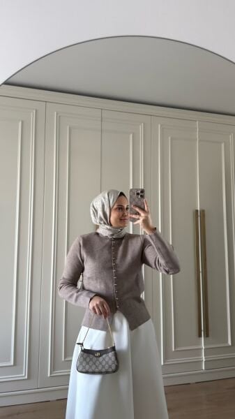 Düğmeli Merserize  Hırka