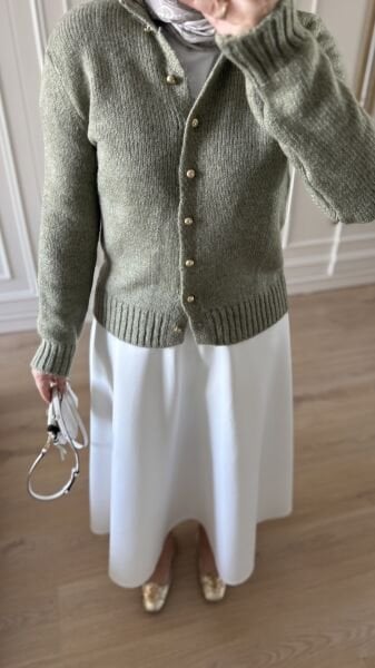 Gold Düğmeli Kazak Yeşil