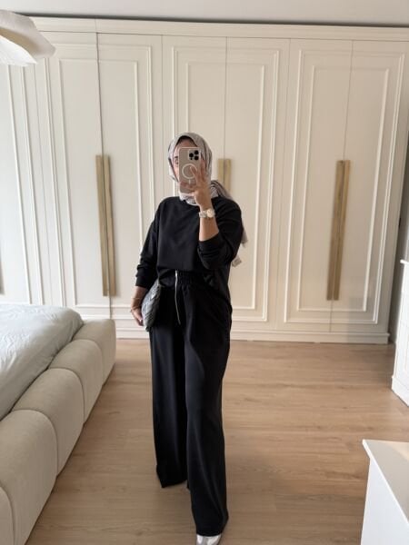 Fermuarlı Muadil Takım Siyah