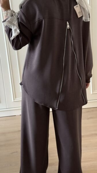 Fermuarlı Muadil Takım Kahverengi