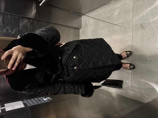 Premium Kürklü Kapitone Mont Siyah