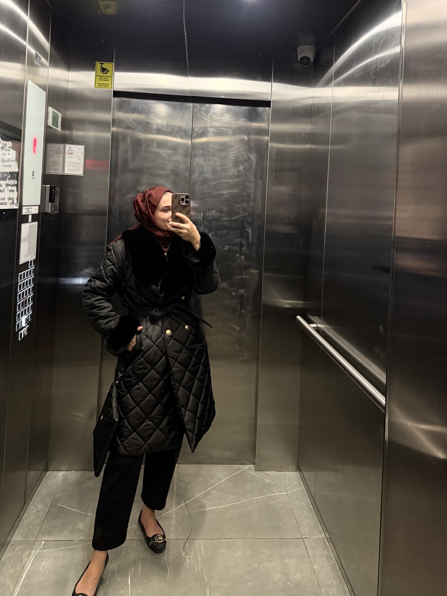 Premium Kürklü Kapitone Mont Siyah