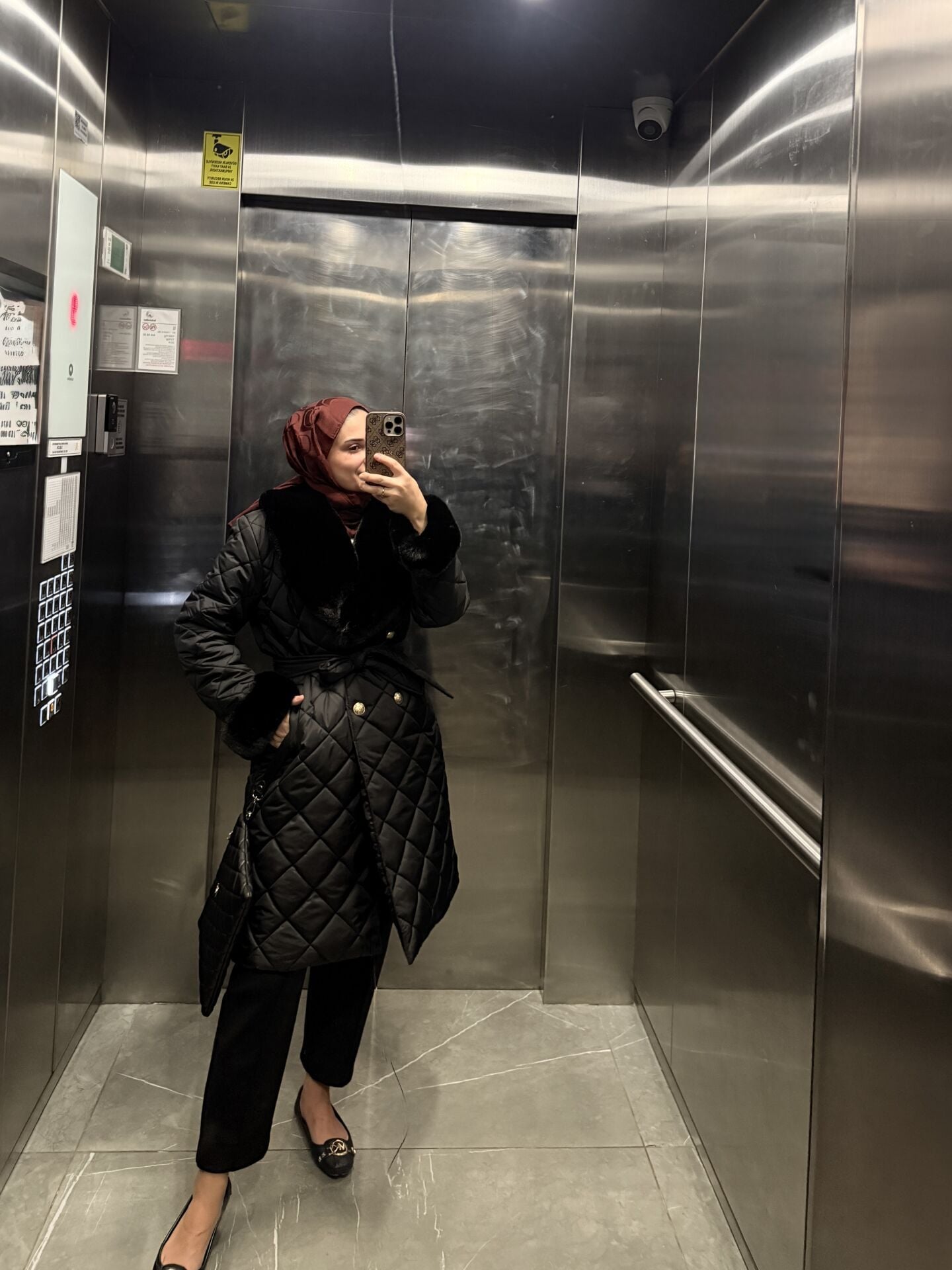 Premium Kürklü Kapitone Mont Siyah