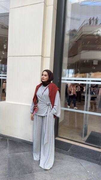 Belden Bağlamalı Takım Gri