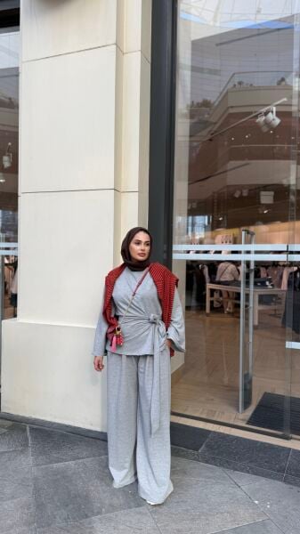 Belden Bağlamalı Takım Gri