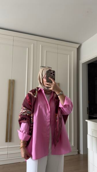 Pembe Poplin Gömlek