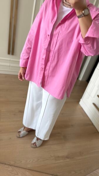 Pembe Poplin Gömlek