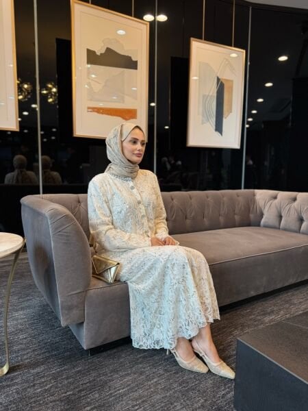 İthal Dantelli Takım Ekru