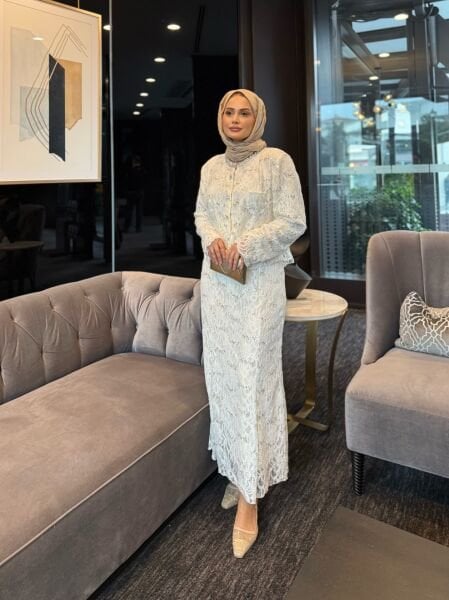 İthal Dantelli Takım Ekru