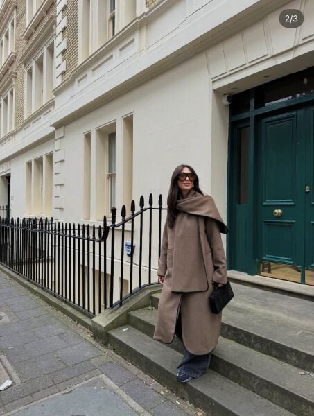 Şal Detaylı Kaşe Kaban