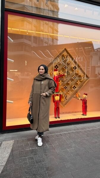 Şal Detaylı Kaşe Kaban