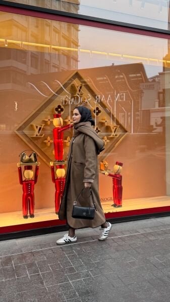 Şal Detaylı Kaşe Kaban