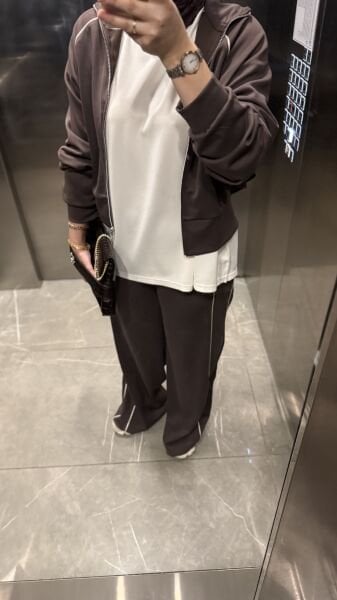 Biyeli Eşofman Takımı Kahverengi