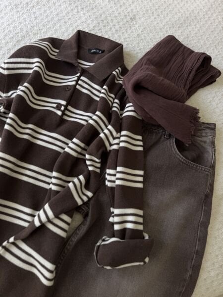 Taşlanmış Kahverengi Jean